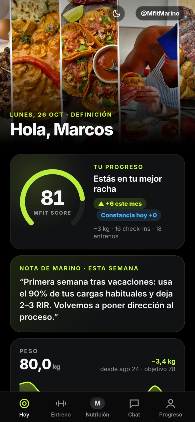 Hoy en la app Mfit